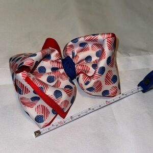 5 inch Boutique Hair Bow with elastic Head band Red, White, and Blue